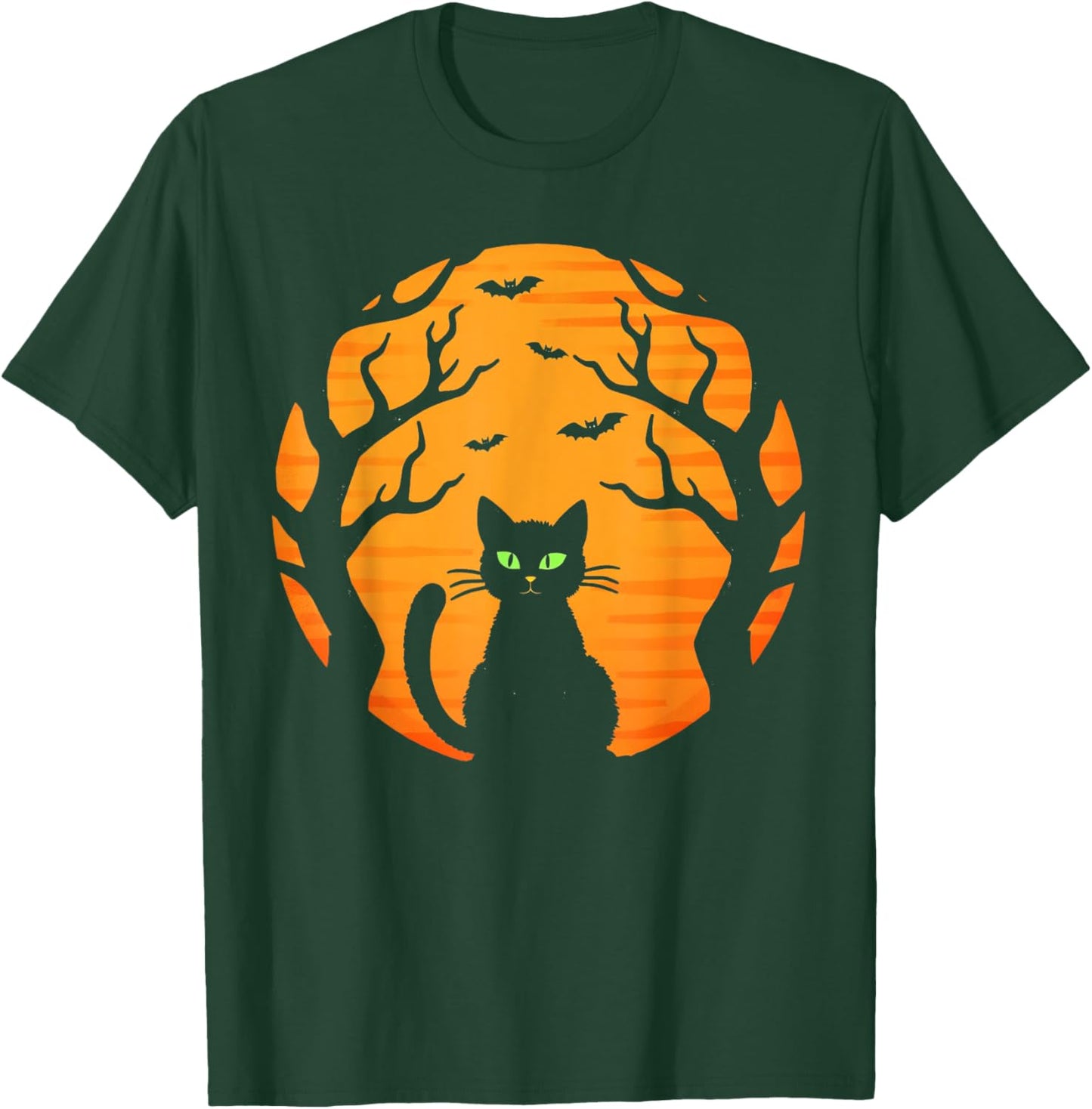 Vintage Scary Halloween black Cat Costume Cat Moon kids T-Shirt - T-Shirt | Forest