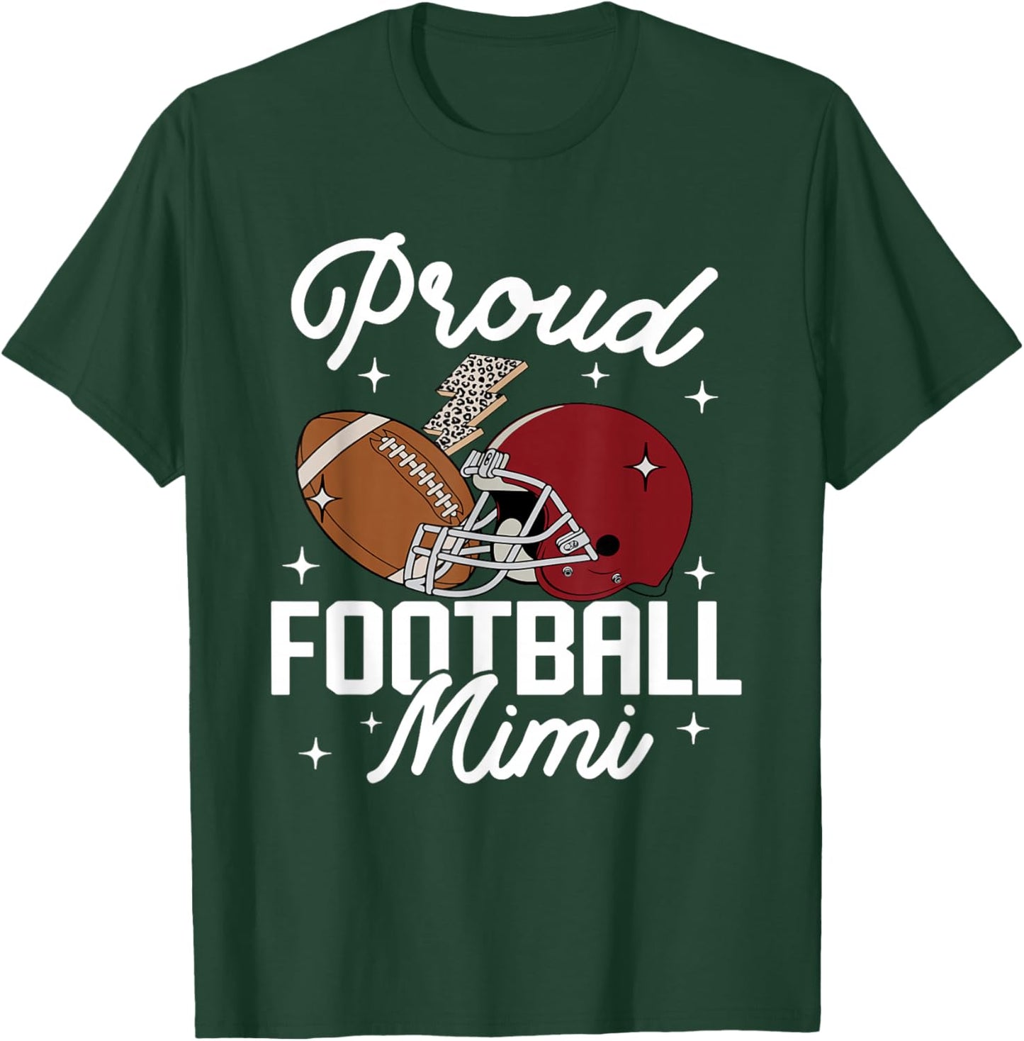 Proud Football Mimi Grandma Leopard American Football Family T-Shirt - T-Shirt | Forest