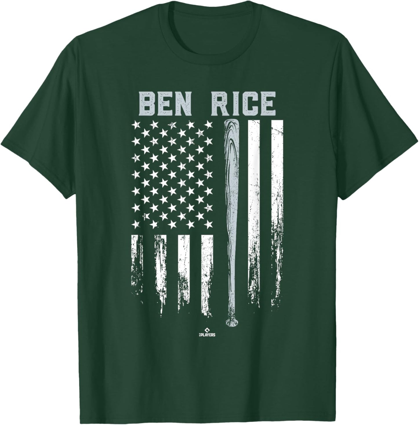 USA Flag Bat Ben Rice New York Baseball MLBPA T-Shirt - T-Shirt | Forest