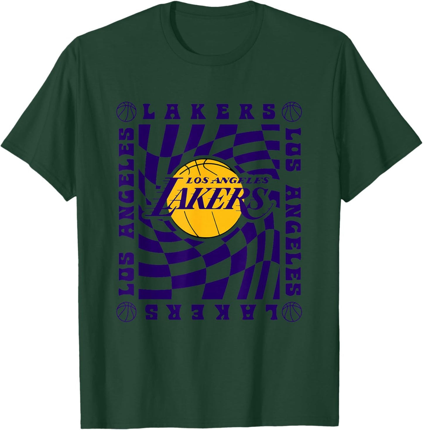 NBA Los Angeles Lakers Retro Checkerboard Wave T-Shirt - T-Shirt | Forest