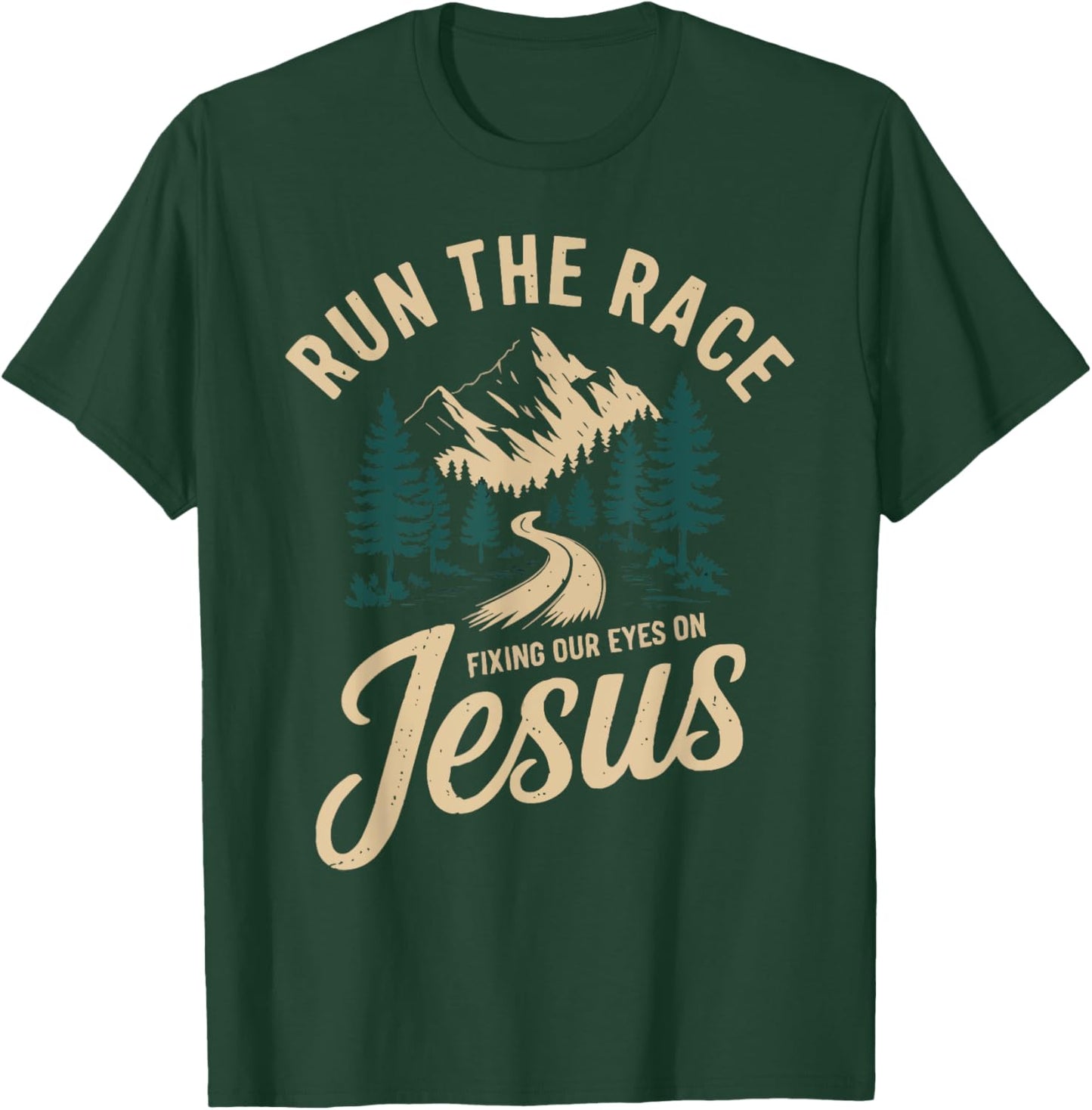 Running Jesus Christ Religion Christian Runner Christianity T-Shirt - T-Shirt | Forest