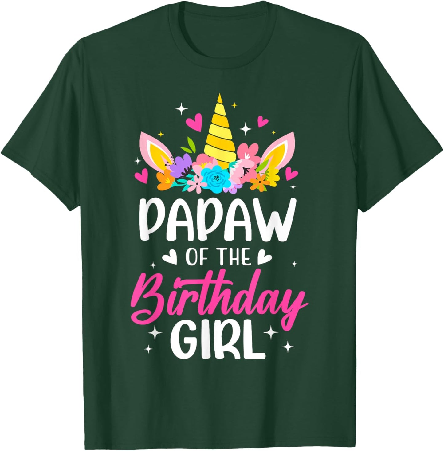 Papaw Of The Birthday Girl Unicorn Bday Party Family T-Shirt - T-Shirt | Forest