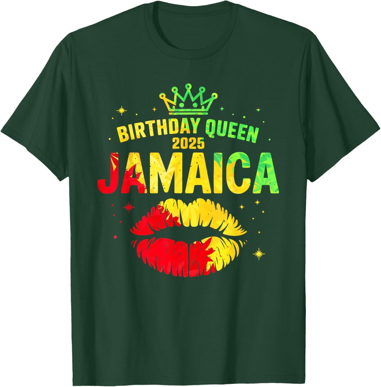 Birthday Crew Jamaica Trip 2025 Lips Bday Party Women Girls T-Shirt - T-Shirt | Forest