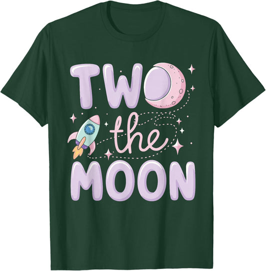 Two The Moon 2nd Birthday Girl Boy 2 Year Old Toddler T-Shirt - T-Shirt | Forest