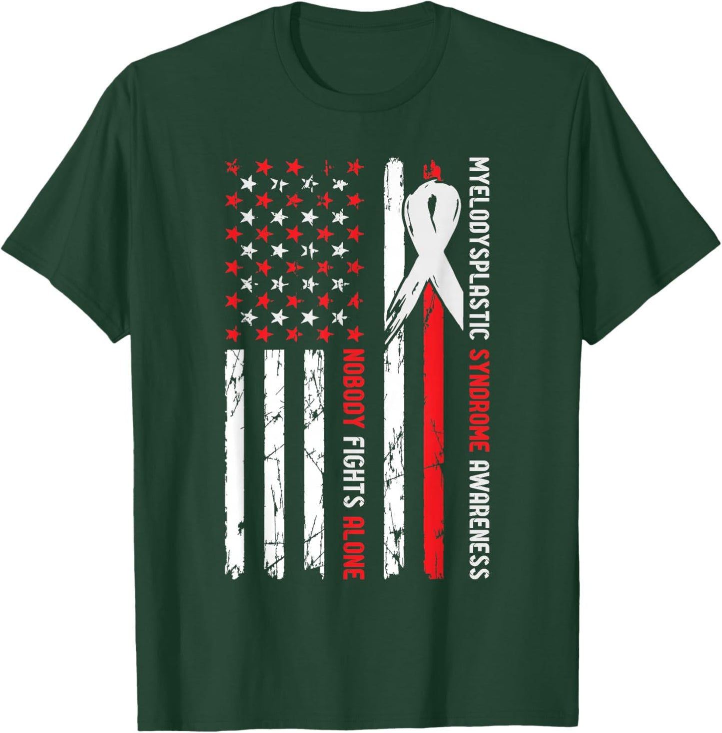 MDS Myelodysplastic Syndrome Awareness Nobody Fights Alone T-Shirt - T-Shirt | Forest