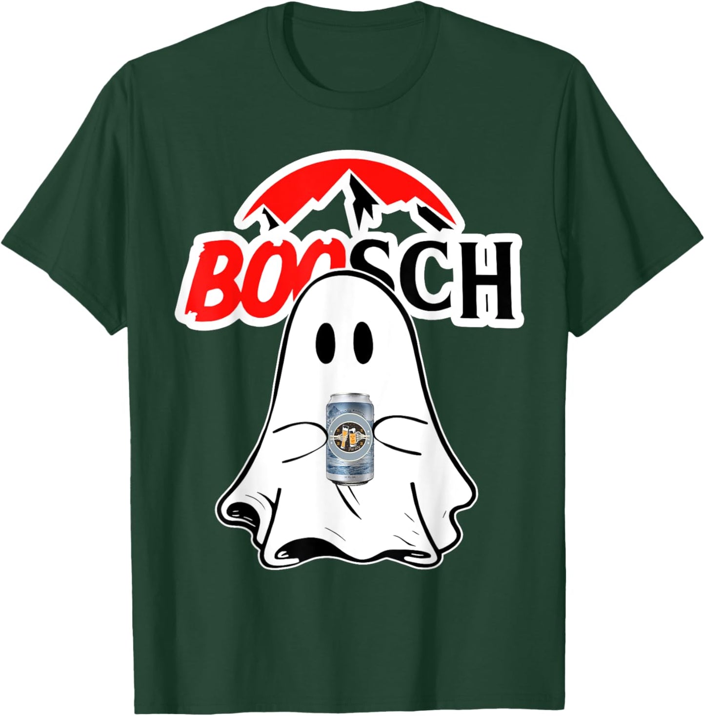 Boosch-Beer Halloween Funny Ghost Drinking Beer Women Men T-Shirt - T-Shirt | Forest
