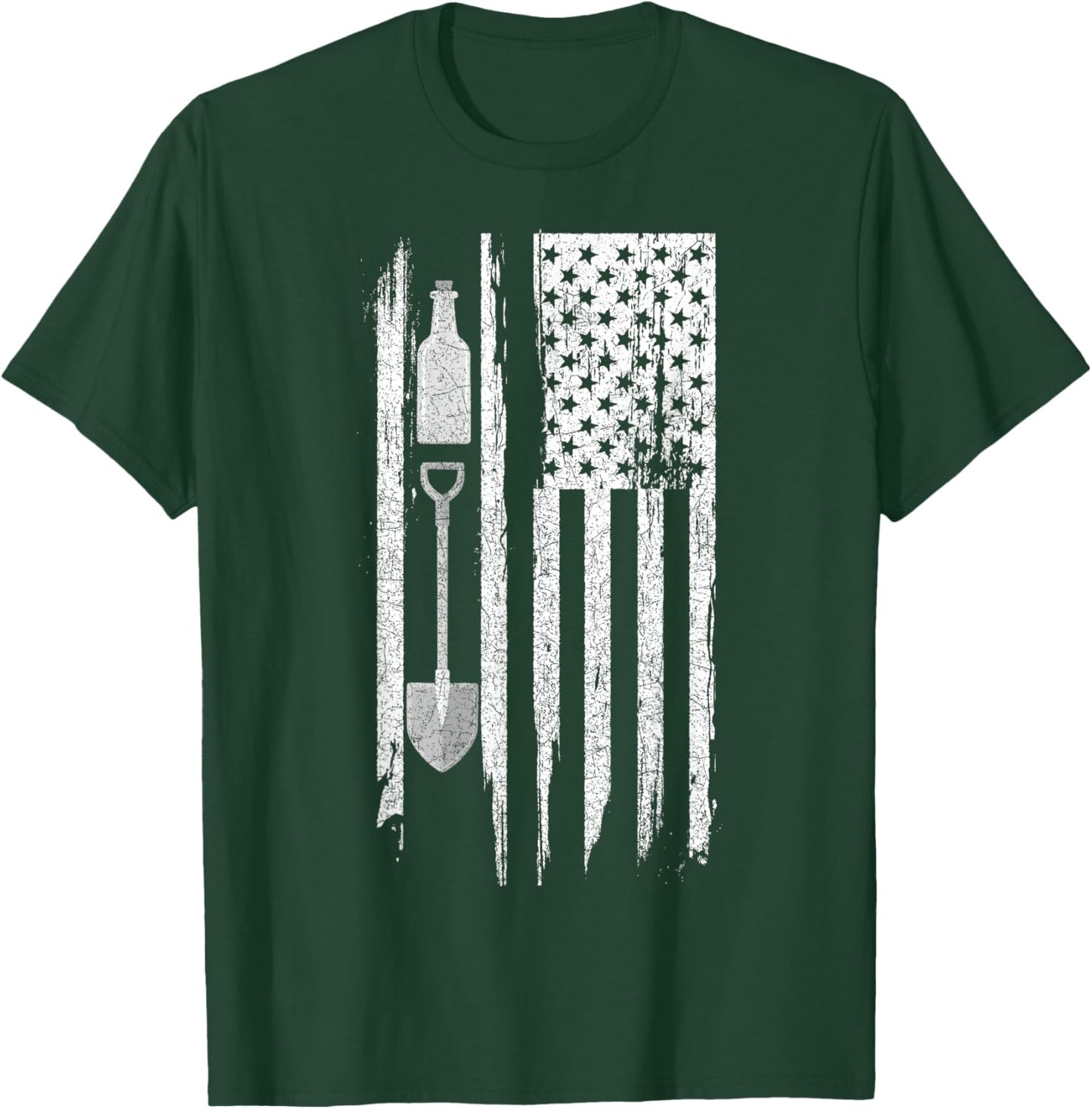 Archeology US Flag Bottle Digging T-Shirt - T-Shirt | Forest