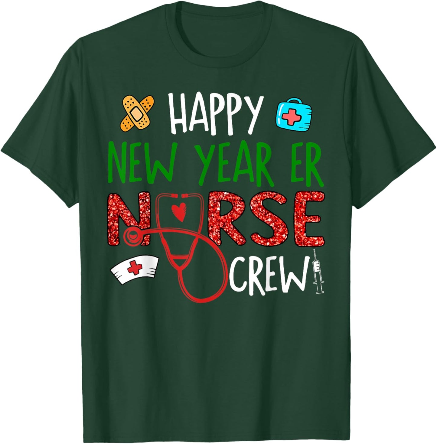 Happy New Year ER Nurse Crew Emergency Rom New Years Eve T-Shirt - T-Shirt | Forest