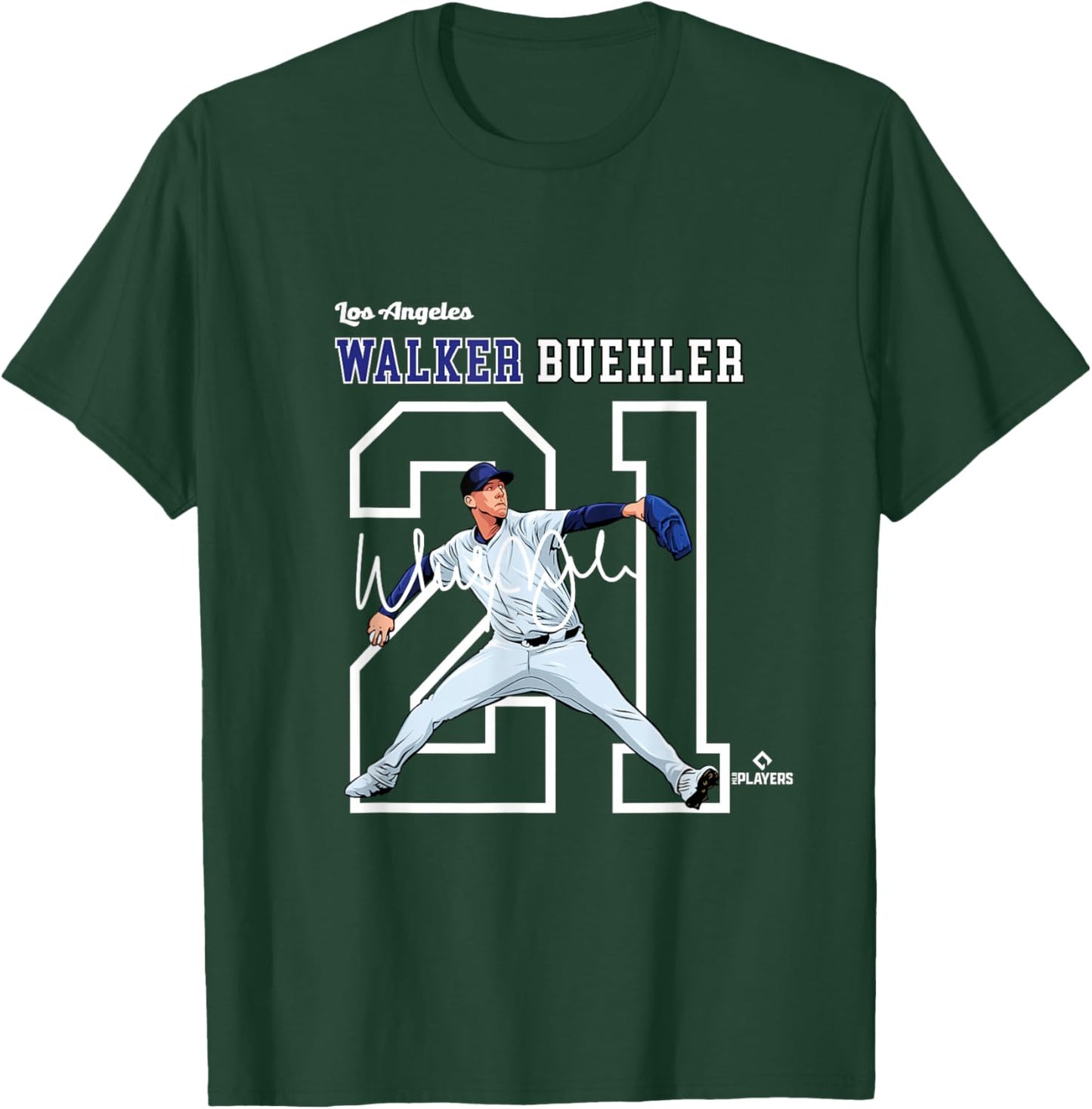 Walker Buehler | Los Angeles Baseball Players | MLBWBR3004 T-Shirt - T-Shirt | Forest