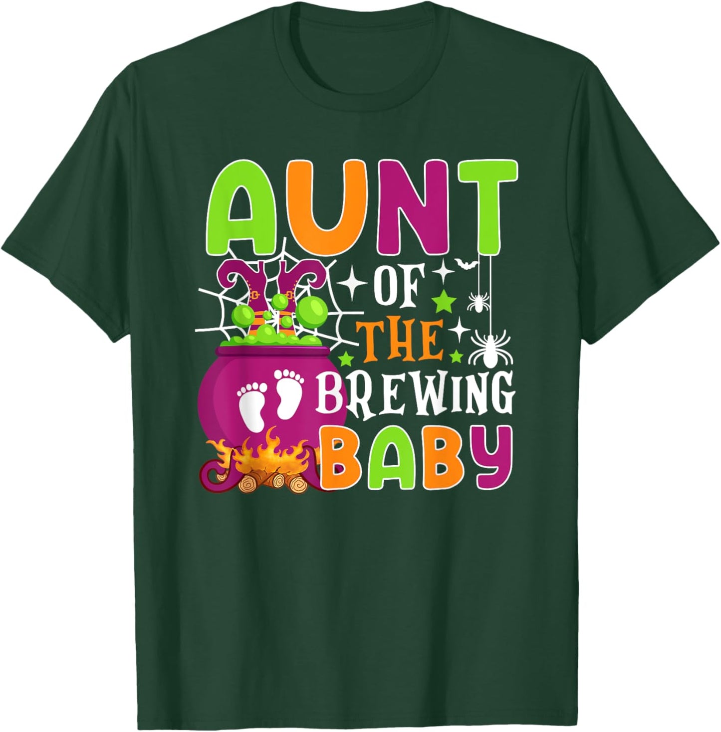 Aunt of Brewing Baby Halloween Theme Baby Shower Spooky T-Shirt - T-Shirt | Forest