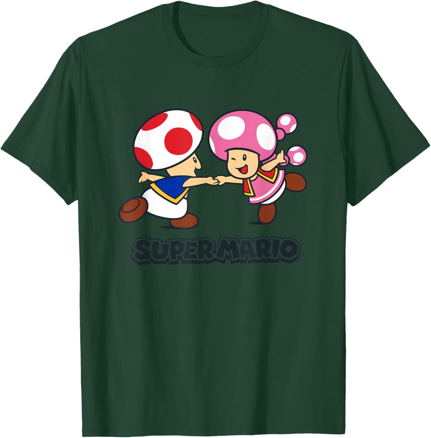 Super Mario Bros Happy Toads Classic Nintendo Duo T-Shirt - T-Shirt | Forest