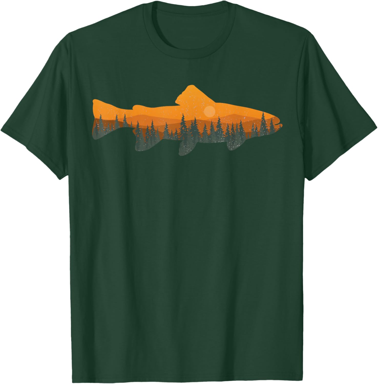 Retro Forest Nature Wildlife Funny Trout Fishing T-Shirt - T-Shirt | Forest