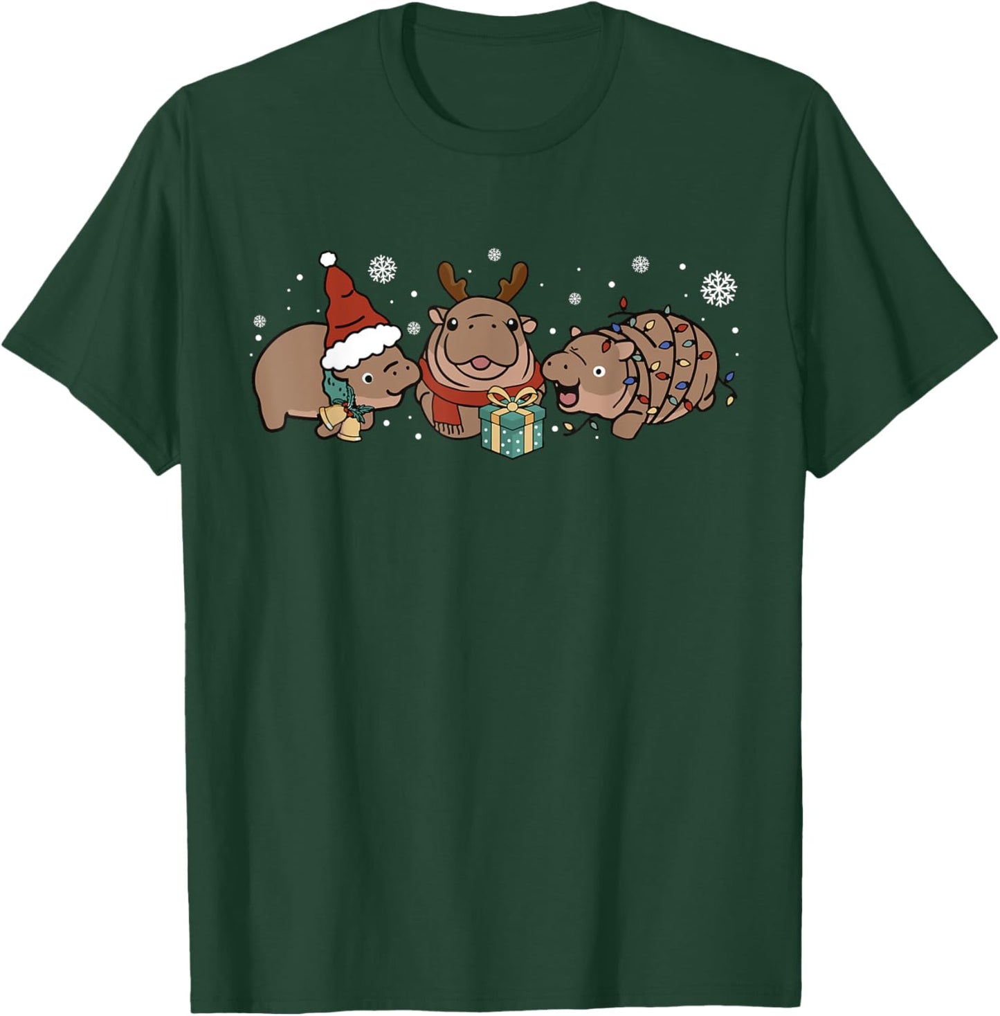 Funny Moo-Deng Christmas Baby Famous Hippo Zoo For Family T-Shirt - T-Shirt | Forest