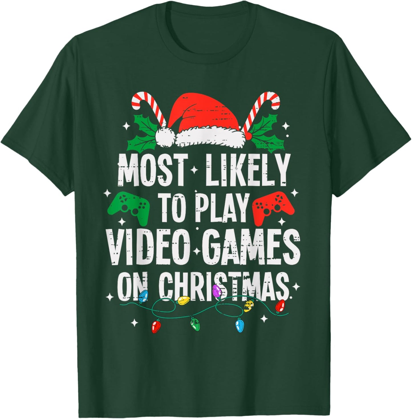 Funny Most Likely Family Christmas Pajama Outfit - -Family Christmas Video Game - Black, Small T-Shirt - T-Shirt | Forest