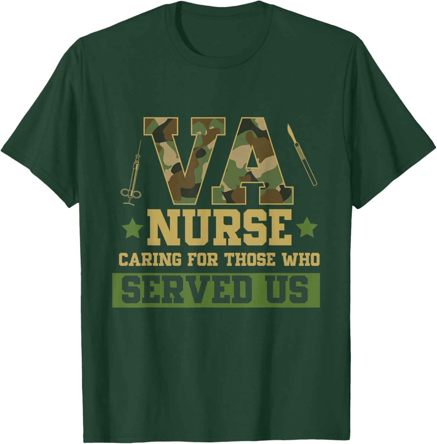VA Nurse Veterans Day Family Patriotic Nursing Scrub T-Shirt - T-Shirt | Forest
