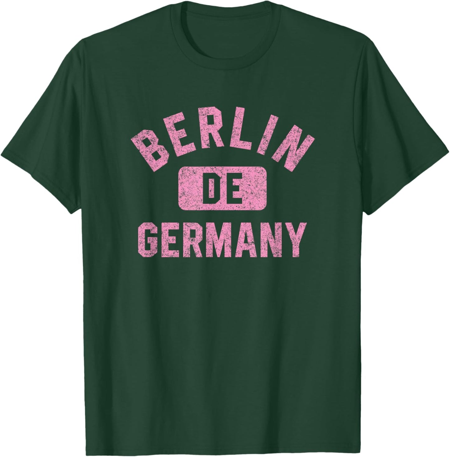 Berlin Germany DE Gym Style Distressed Pink Print T-Shirt - T-Shirt | Forest