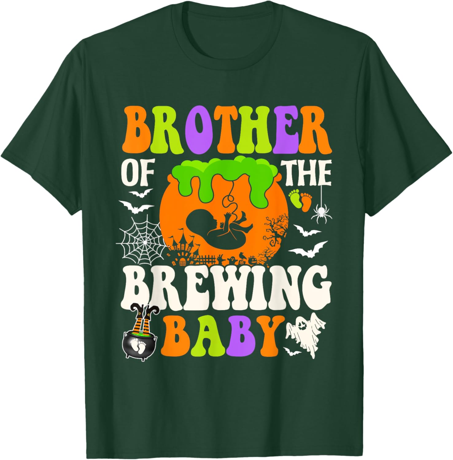 Brother Of The Brewing Baby Halloween Pregnancy Baby Shower T-Shirt - T-Shirt | Forest