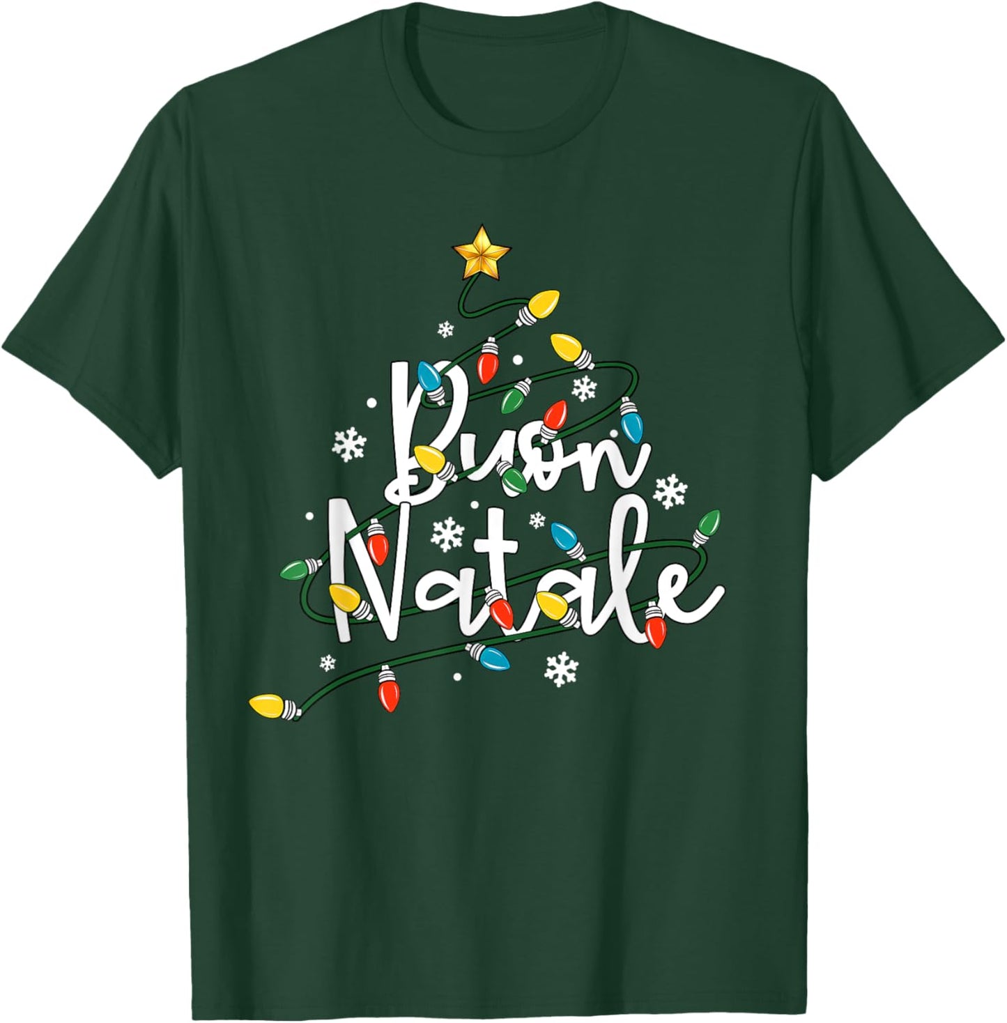 Buon Natale Italian Family Merry Christmas Tree Lights T-Shirt - T-Shirt | Forest