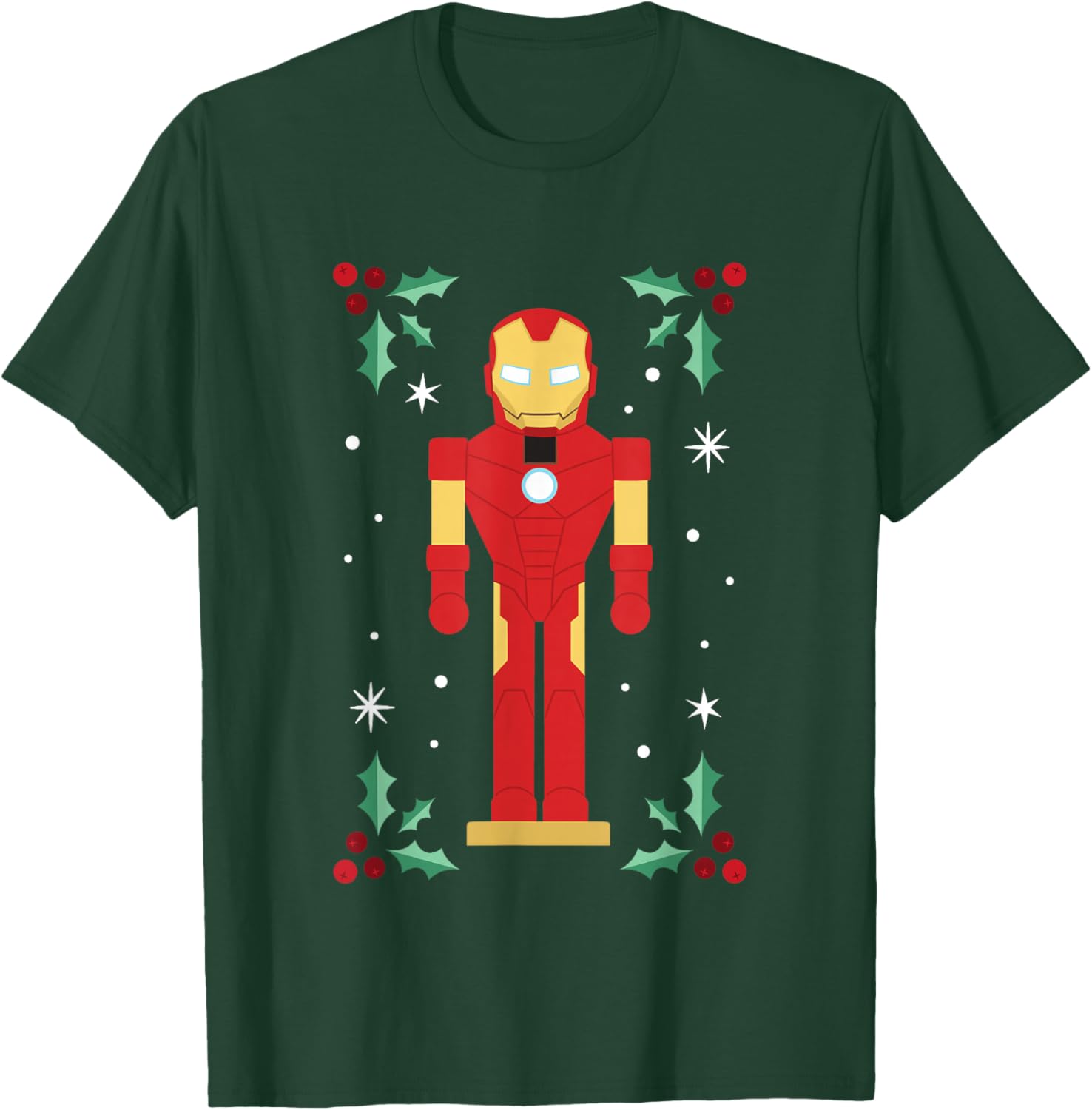Marvel Christmas Nutcracker Iron Man Mistletoe Chest Logo T-Shirt - T-Shirt | Forest