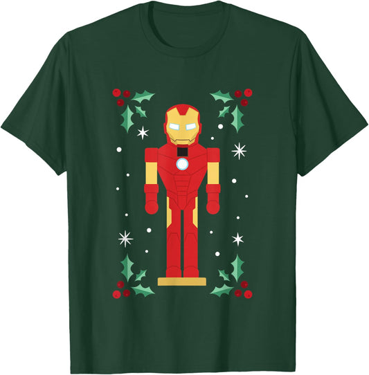 Marvel Christmas Nutcracker Iron Man Mistletoe Chest Logo T-Shirt - T-Shirt | Forest