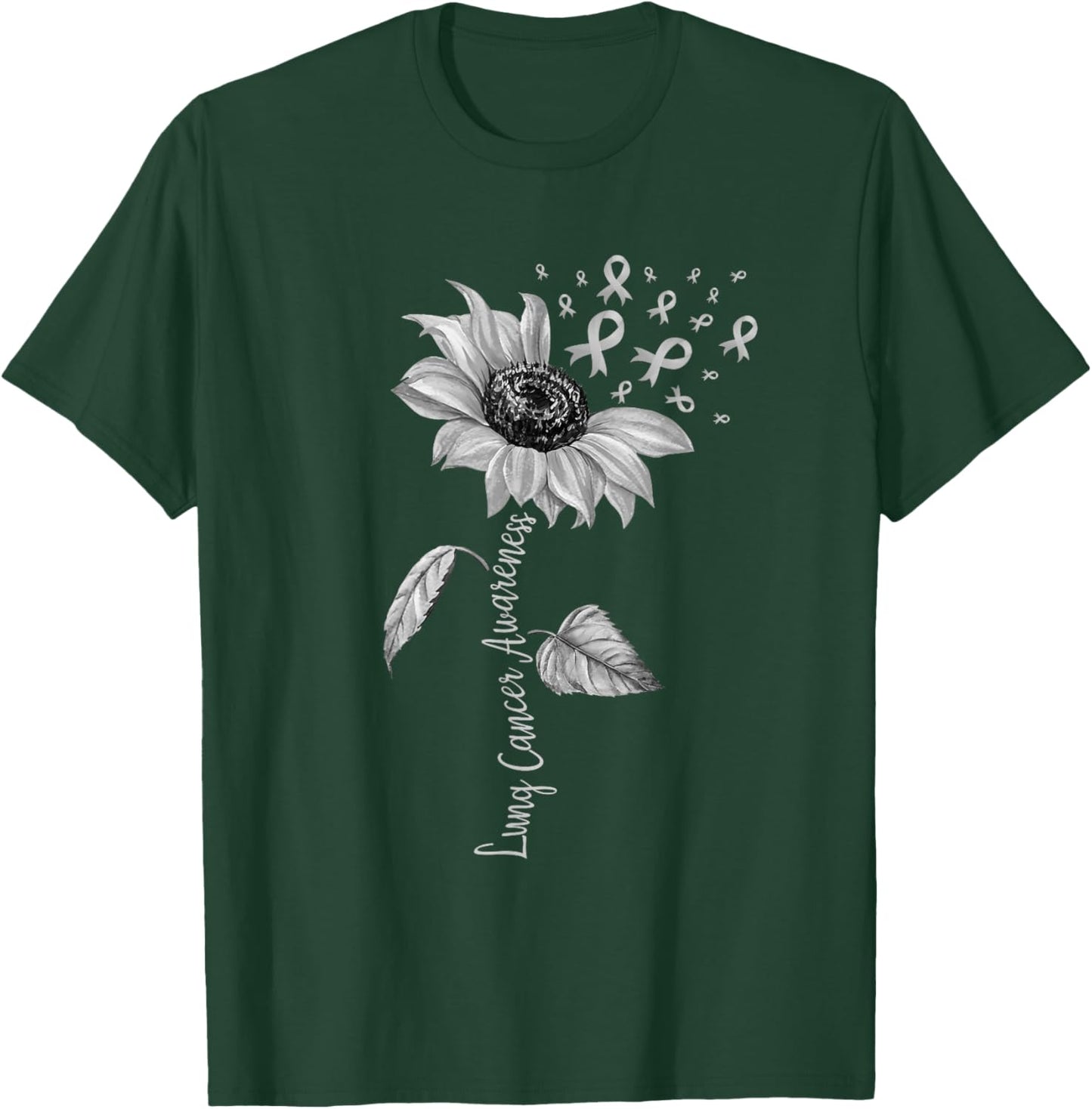 Lung Cancer Awareness Sunflower White Ribbon Girls T-Shirt - T-Shirt | Forest