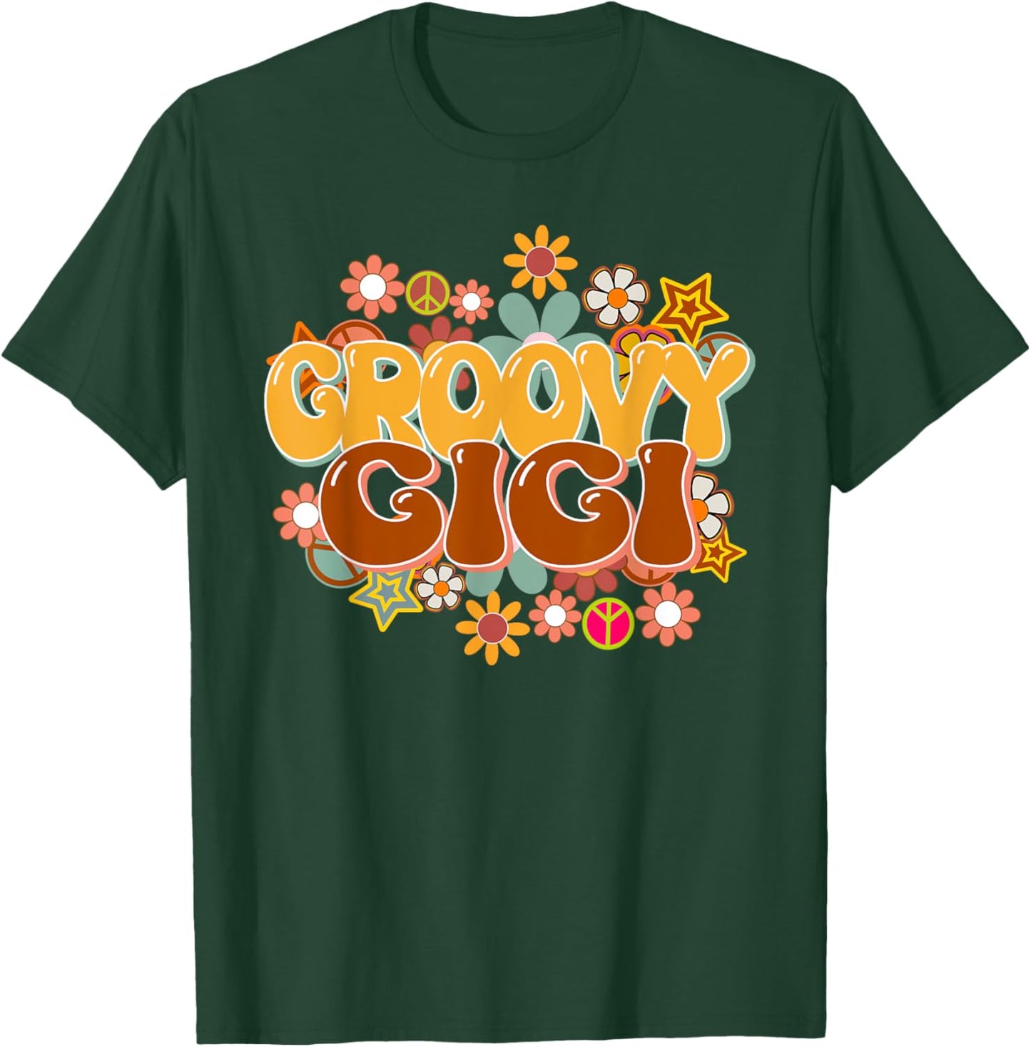 Groovy Gigi Retro 60s 70s Hippie Family Best Gigi Ever T-Shirt - T-Shirt | Forest