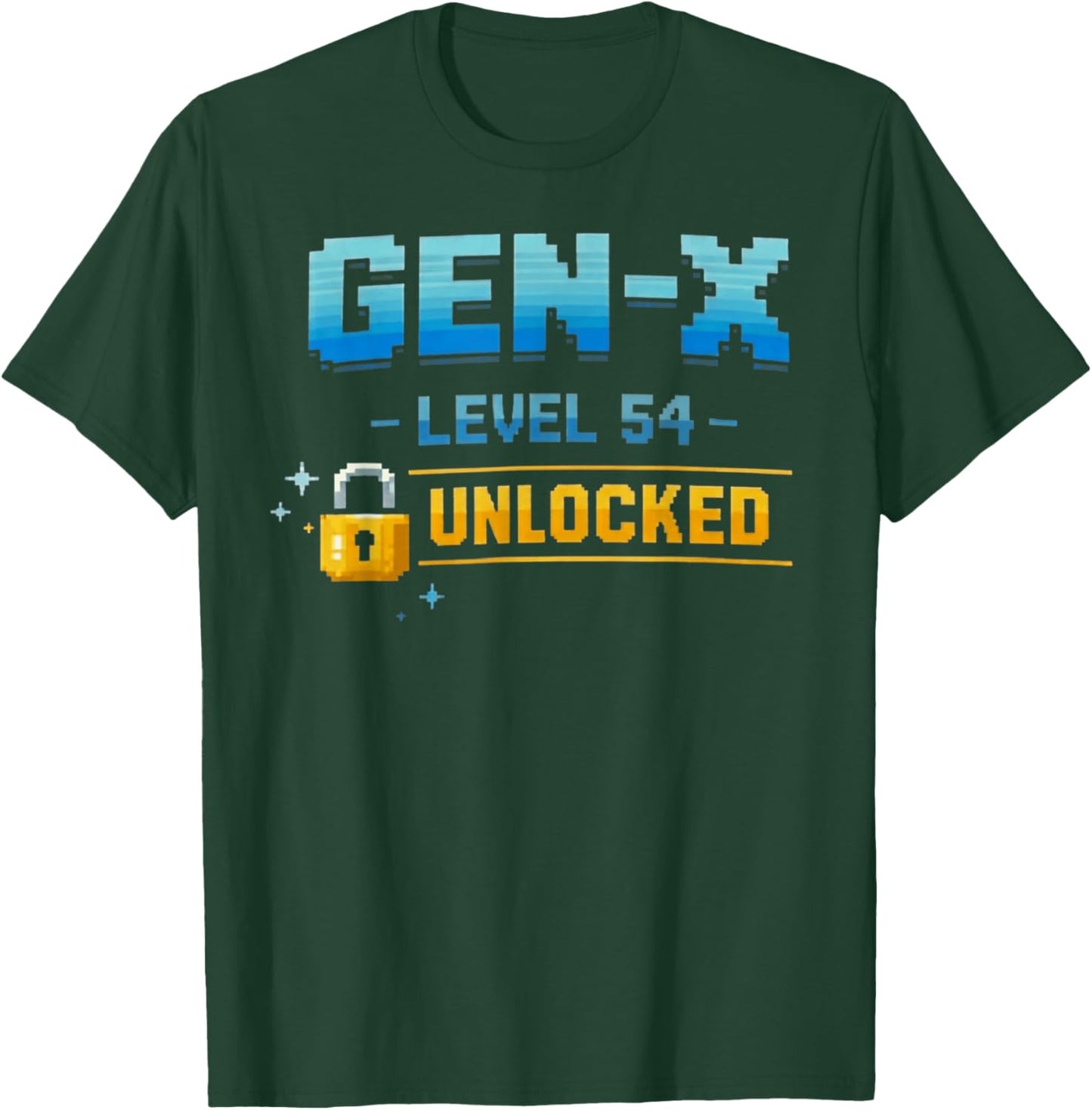 Gen X, Level 54 Unlocked Retro Gamer Vintage Birthday T-Shirt - T-Shirt | Forest