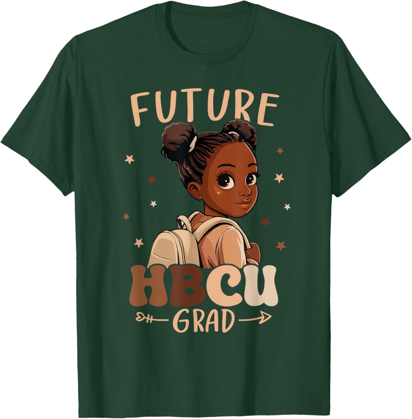 Future HBCU Grad kids Black Girl Afro Black History Month T-Shirt - T-Shirt | Forest