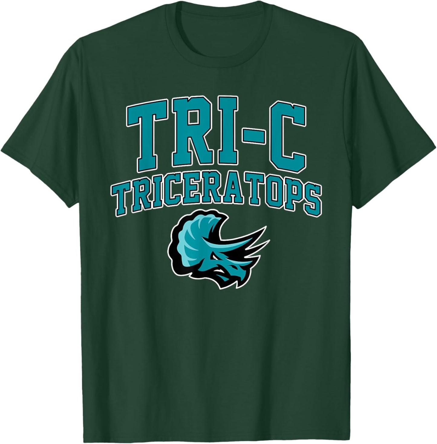 Tri-C Triceratops Cuyahoga Community College Arch Sports T-Shirt - T-Shirt | Forest