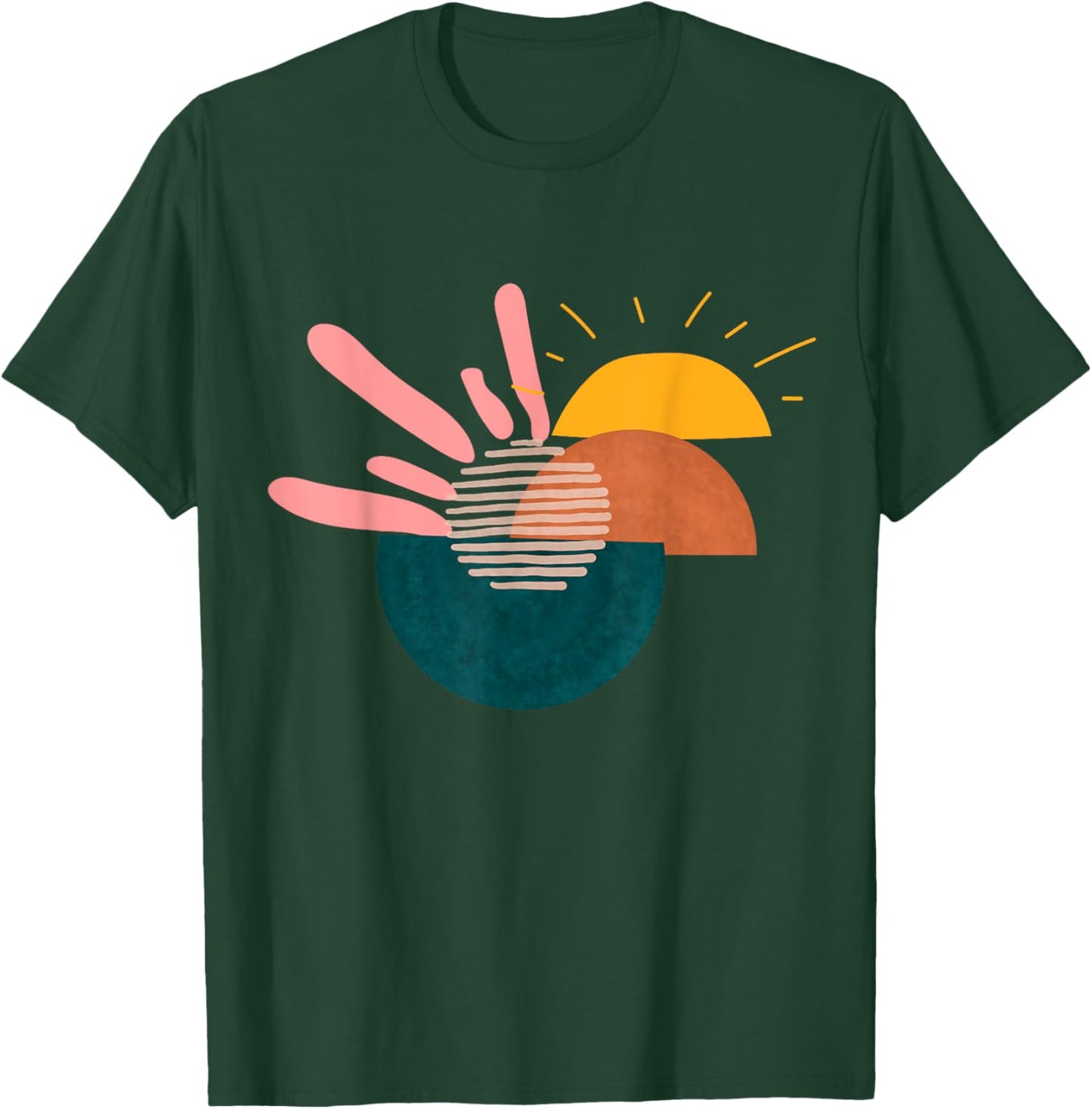 Funny Geometric sunset Abstract Artwork painting Lover T-Shirt - T-Shirt | Forest