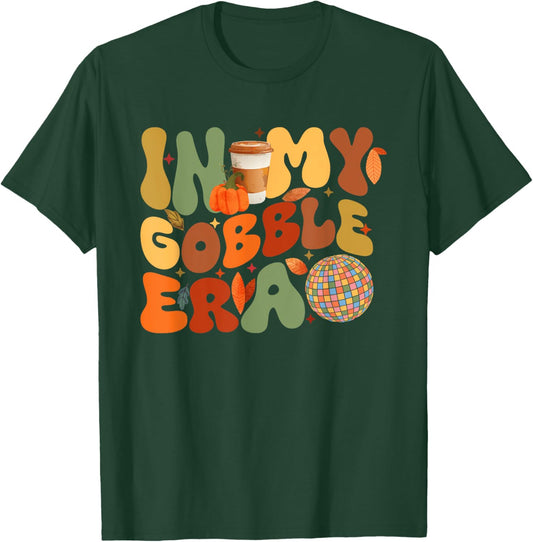 In My Gobble Era Groovy Thanksgiving Pumpkin Boys Girls Kids T-Shirt - T-Shirt | Forest