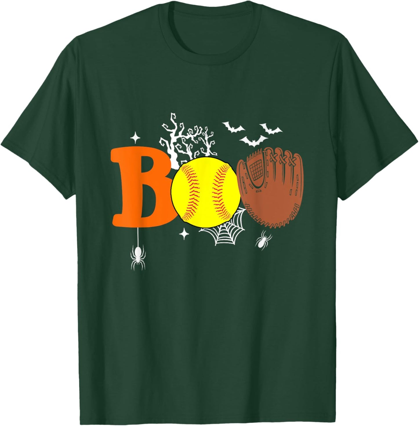 Boo Softball Halloween Spooky Halloween Softball Player T-Shirt - T-Shirt | Forest