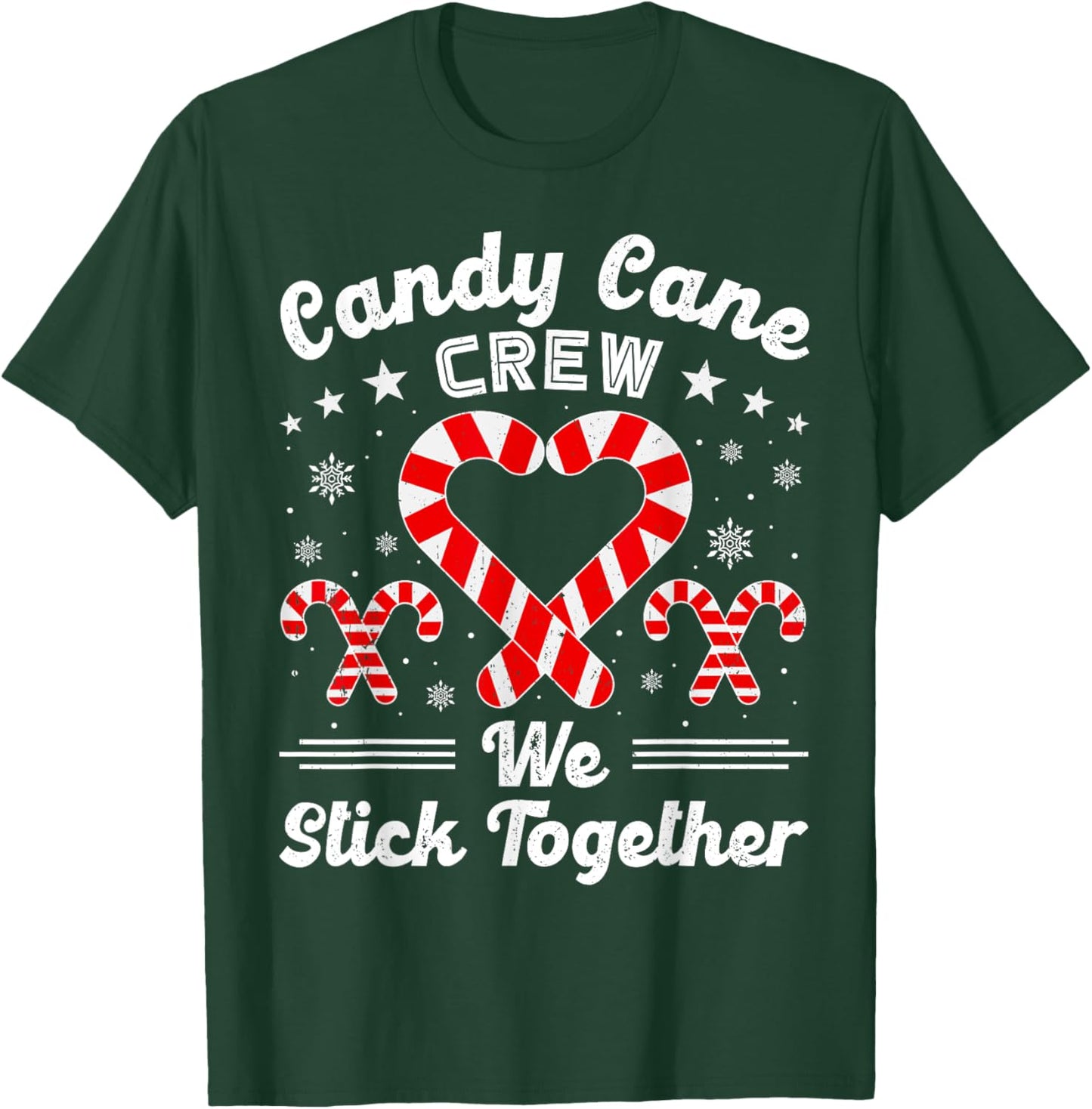 Christmas Candy Cane Heart Crew Family Matching Pajamas T-Shirt - T-Shirt | Forest