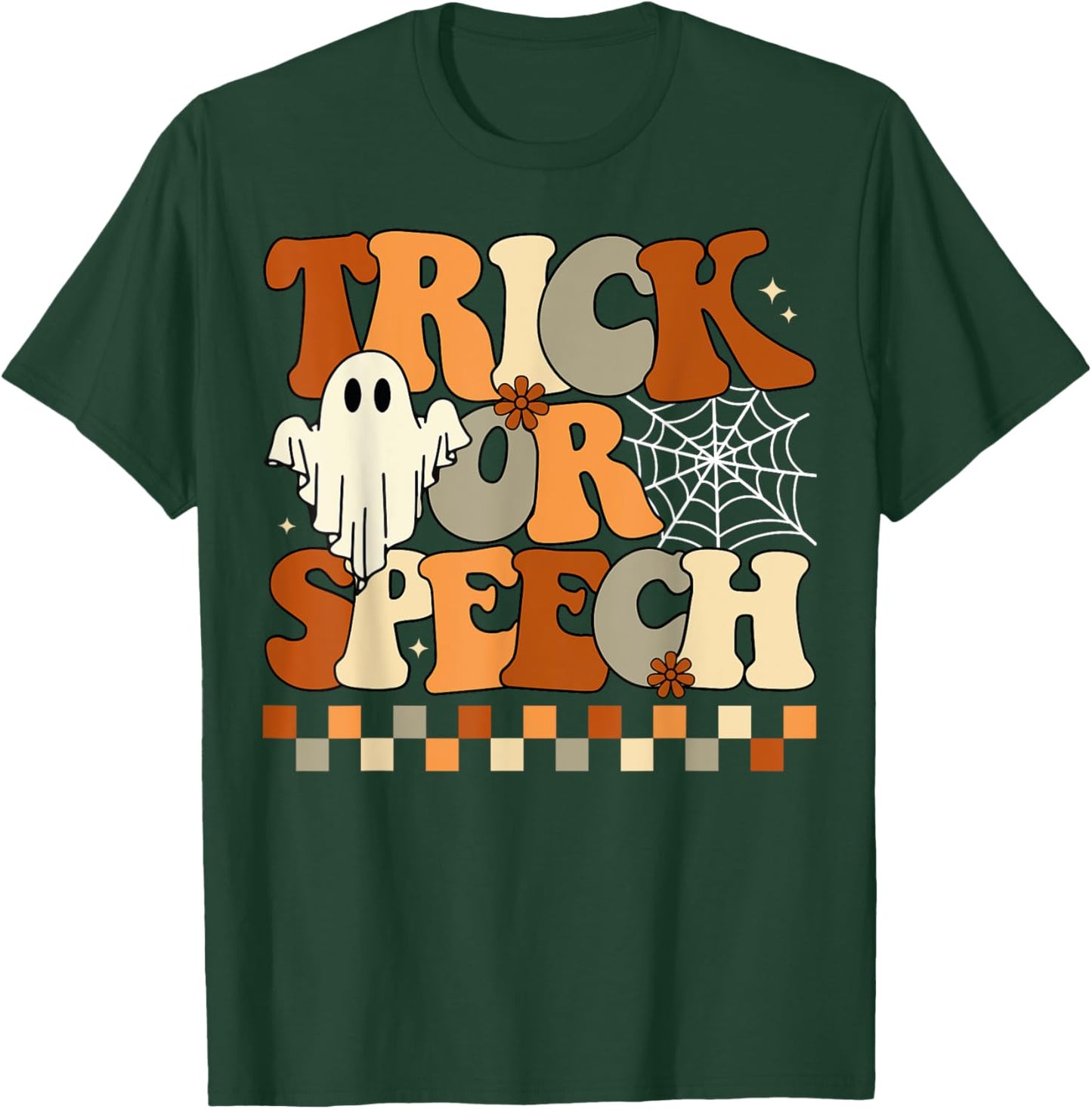 Trick or Speech Retro SLP Halloween Speech Therapy Halloween T-Shirt - T-Shirt | Forest