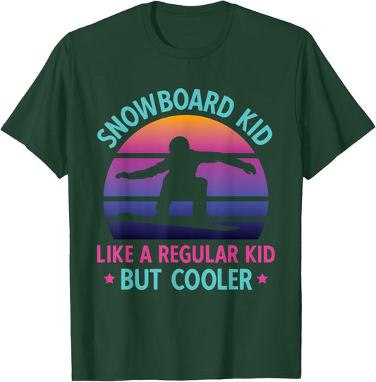 Snowboard Kid Retro 90s 80s Snowboarding T-Shirt - T-Shirt | Forest