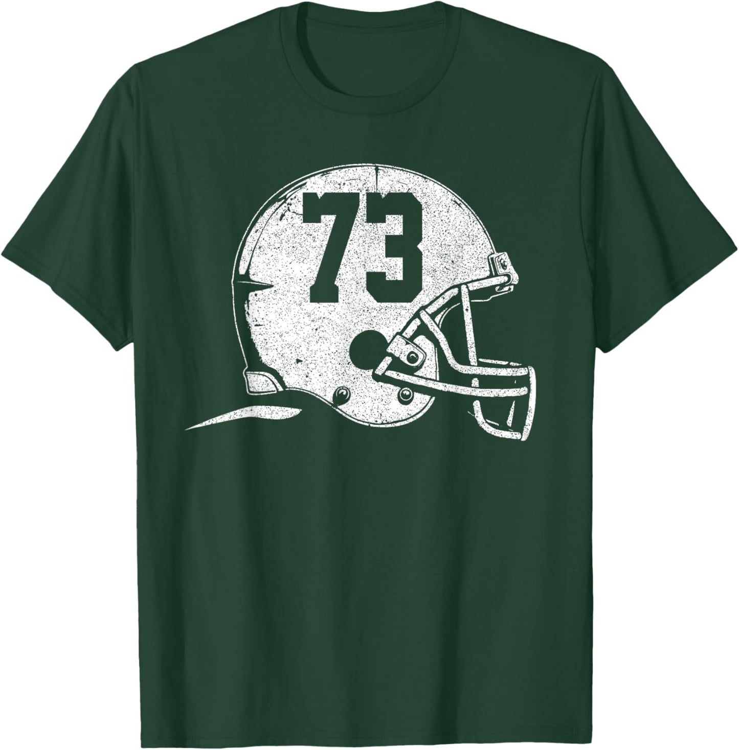 Number 73 Football Helmet Player Fun Number T-Shirt - T-Shirt | Forest