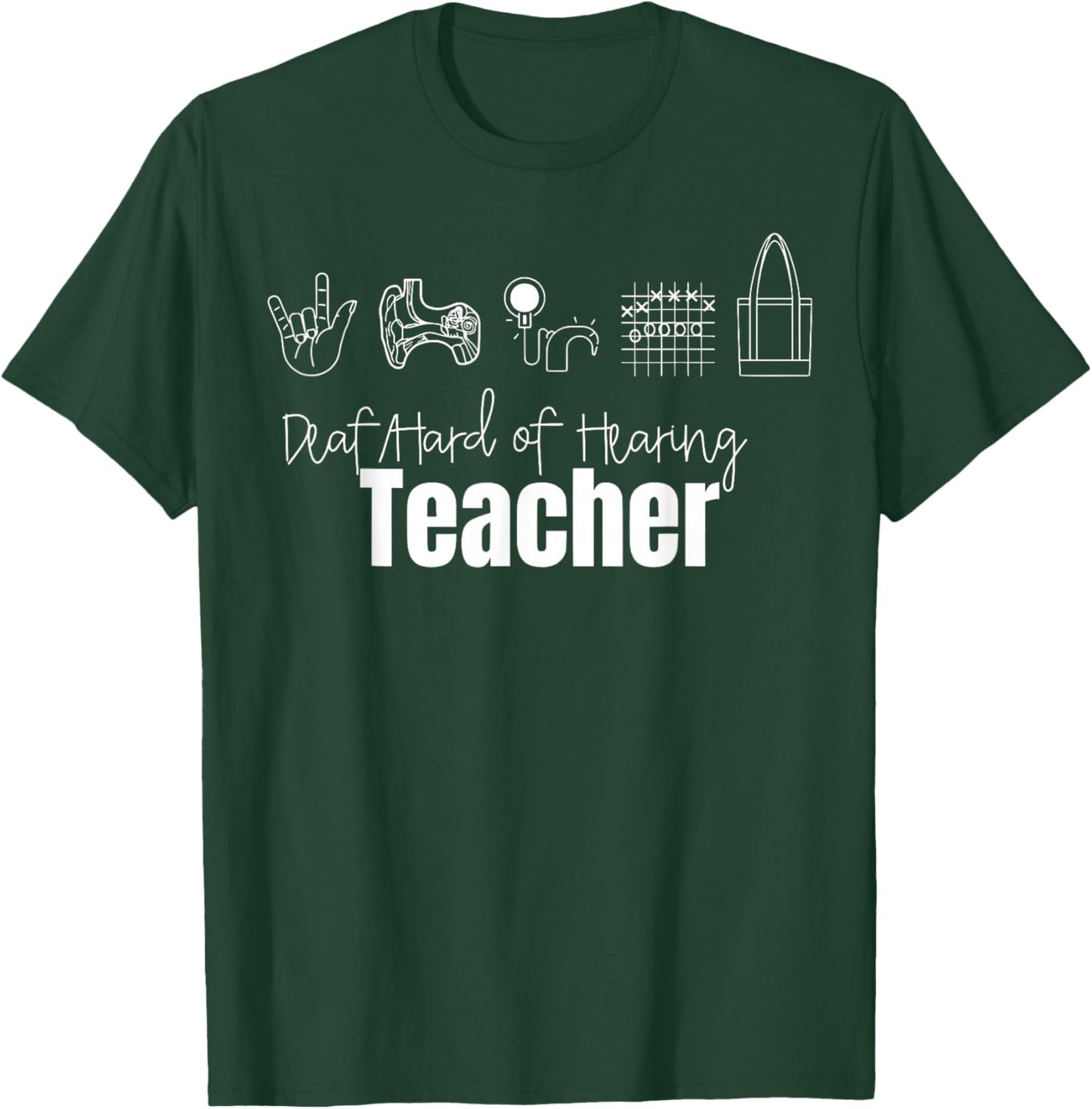 Retro Deaf Hard of Hearing Teacher DHH ASL Special Education T-Shirt - T-Shirt | Forest