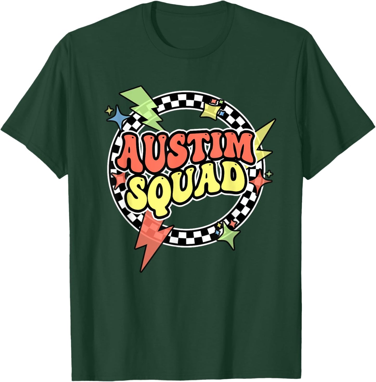 Retro Autism Squad Support Autism Mom Dad Funny For Kids Men T-Shirt - T-Shirt | Forest