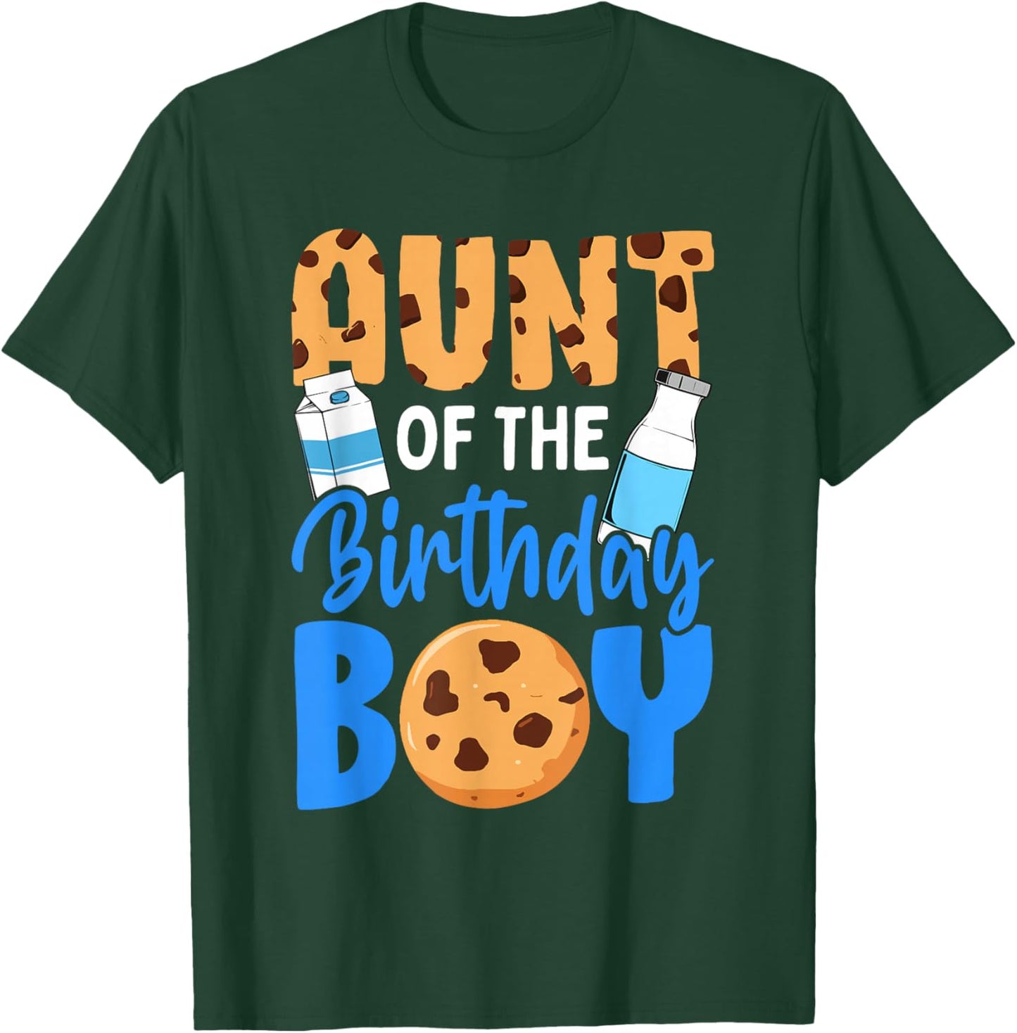 Aunt of the birthday boy Milk and Cookies 1st birthday T-Shirt - T-Shirt | Forest