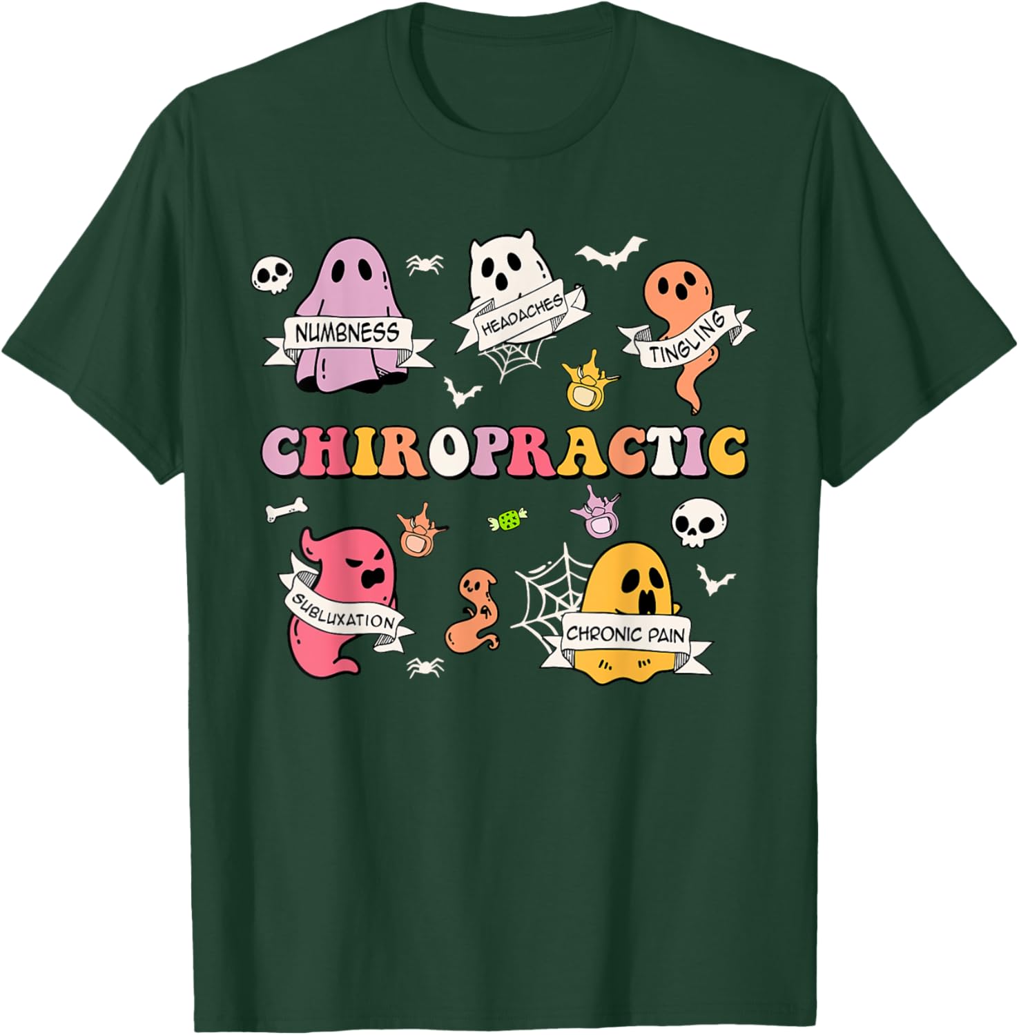 Retro Chiropractic Ghost Chiropractors Halloween Costume T-Shirt - T-Shirt | Forest