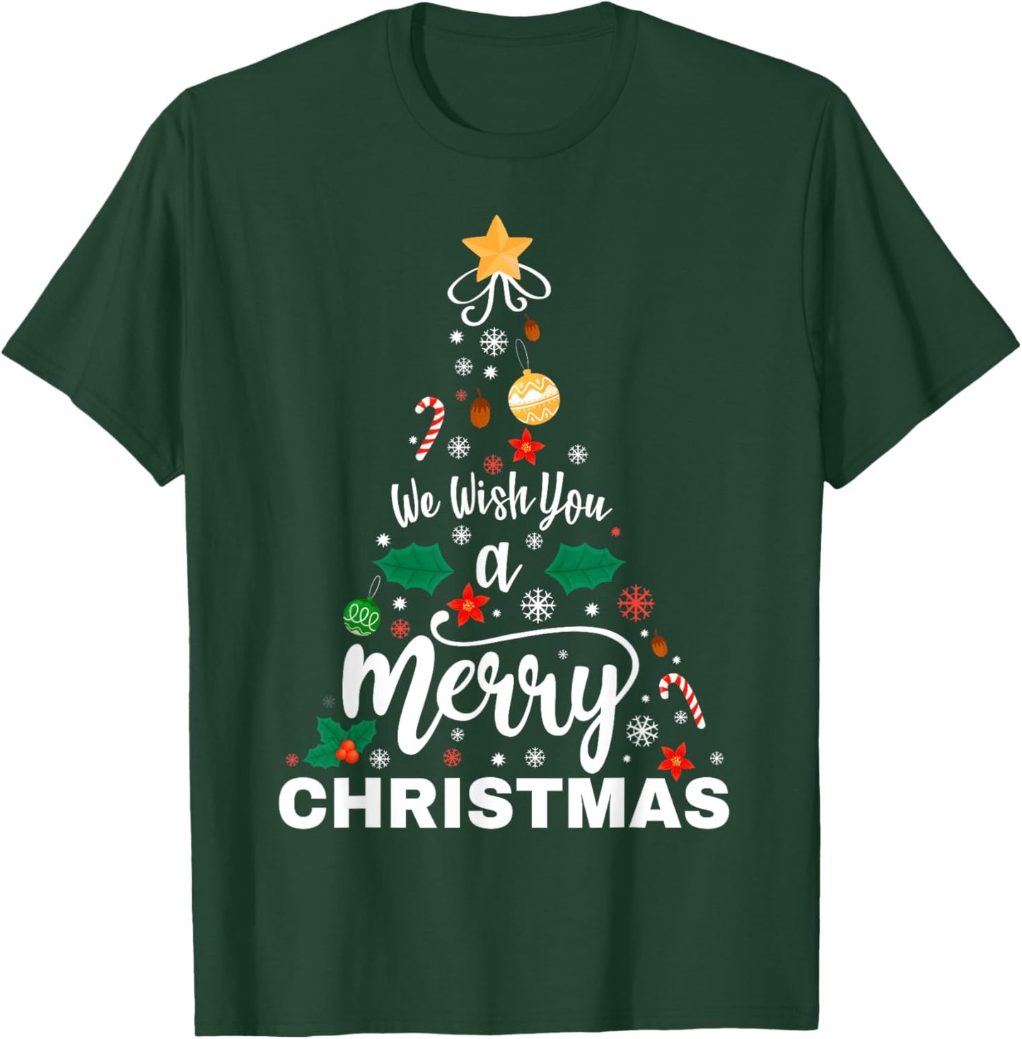 We Wish You Merry Christmas Vintage Xmas Tree Funny Holiday T-Shirt - T-Shirt | Forest