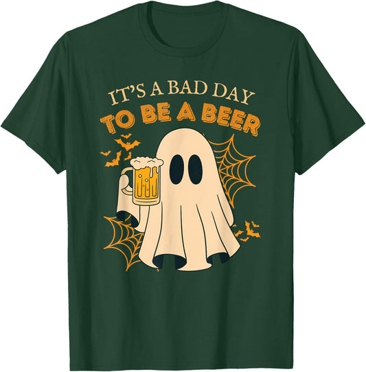 It's a Bad Day to Be a Beer Vintage Funny Ghost Halloween T-Shirt - T-Shirt | Forest