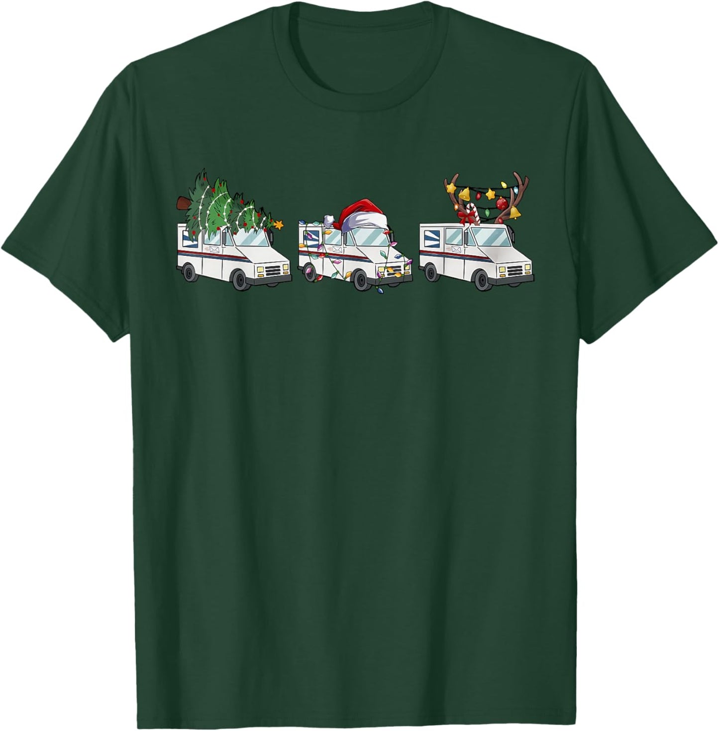Post Office Truck Christmas Postal Worker Xmas Mail Truck T-Shirt - T-Shirt | Forest