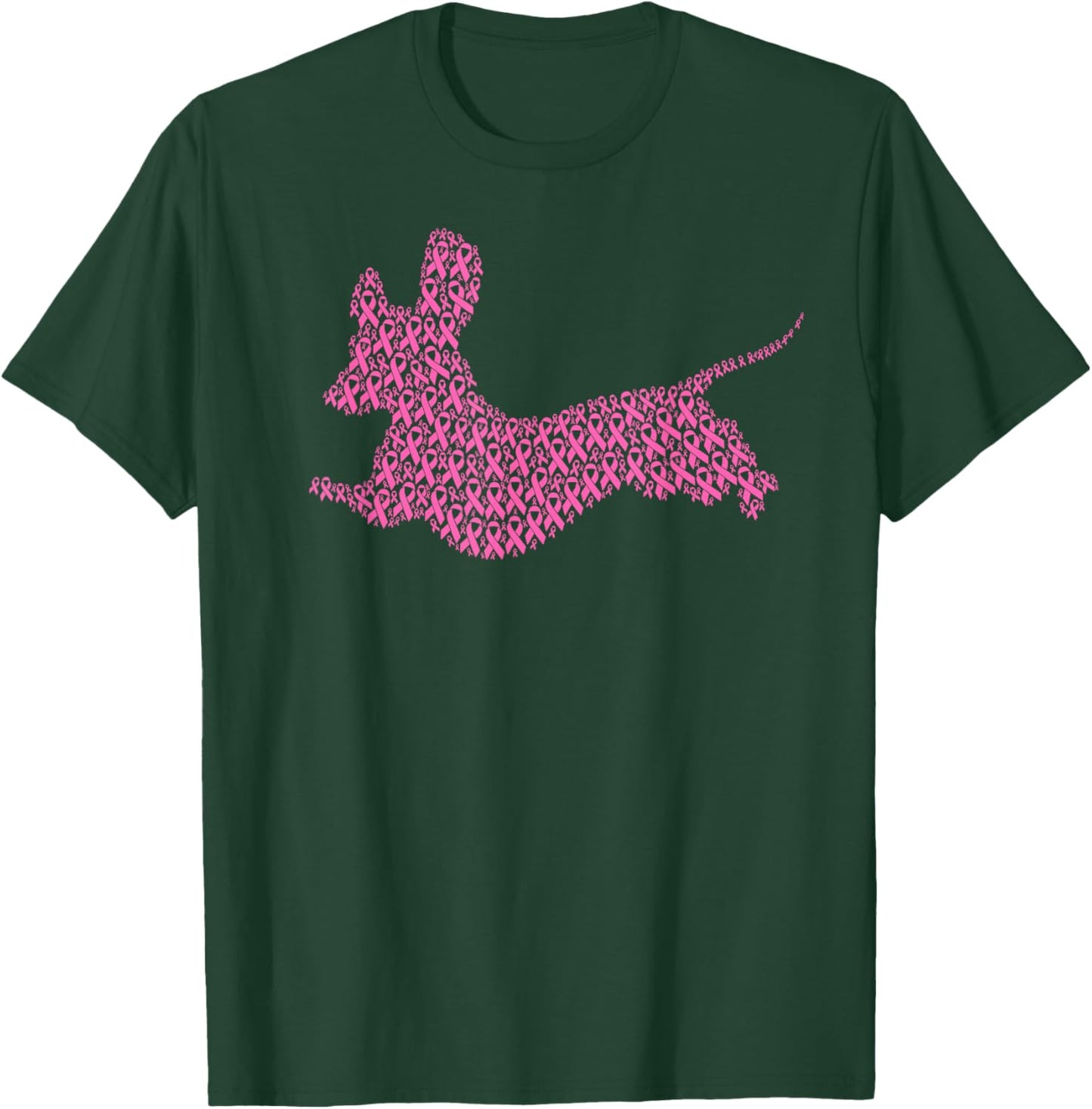 Breast Cancer Awareness Pink Ribbon & Survivor Dog Dachshund Men Women Kids T-Shirt - T-Shirt | Forest