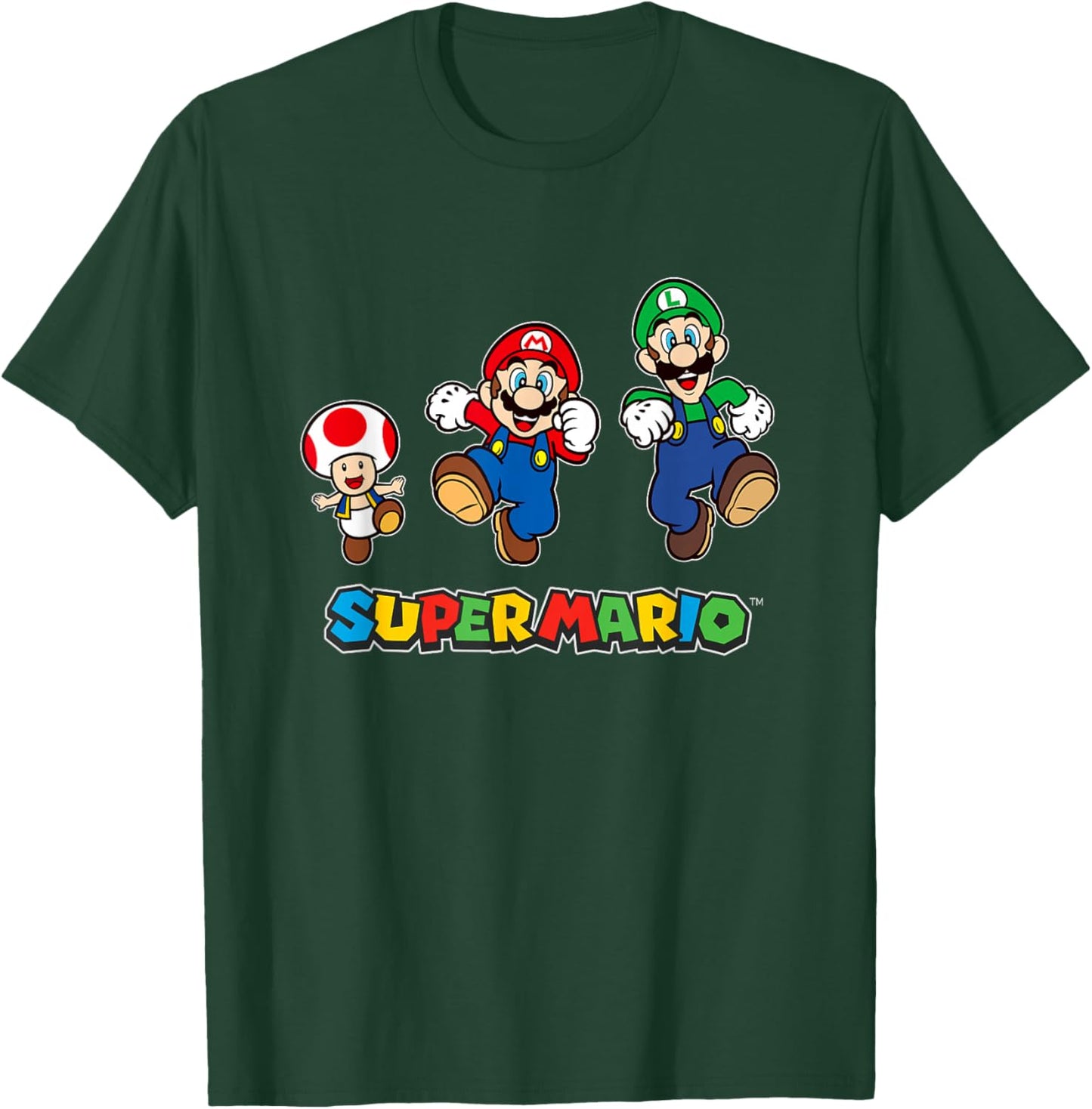 Super Mario Classic Trio Big Character Jump T-Shirt - T-Shirt | Forest