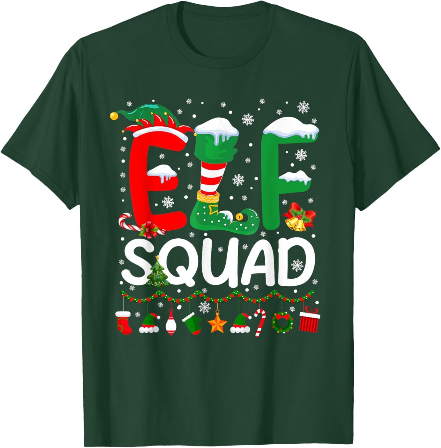 Elf Squad Christmas Family Matching Pajamas Kids Funny Xmas T-Shirt - T-Shirt | Forest