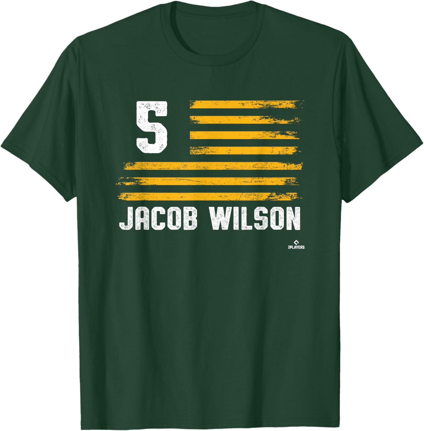 Flag Stripes Jacob Wilson Oakland Baseball MLBPA T-Shirt - T-Shirt | Forest