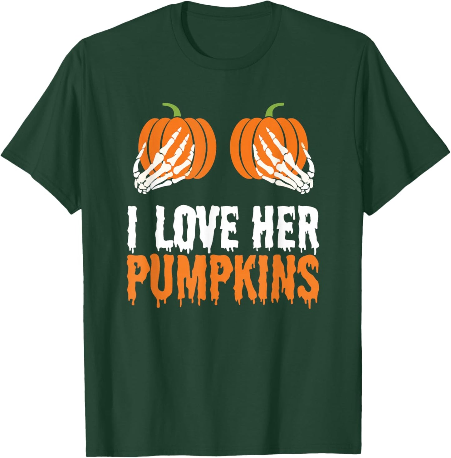 I Love His Broomstick I Love Her Pumpkins Halloween Couples T-Shirt - T-Shirt | Forest