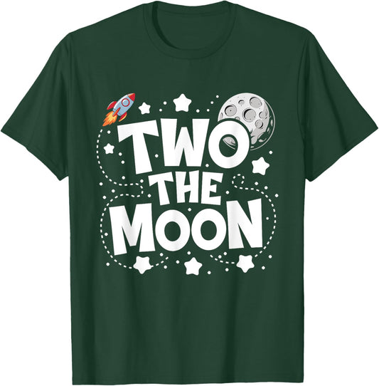 Two The Moon 2nd Birthday Girl Boy 2 Year Old Toddler T-Shirt - T-Shirt | Forest