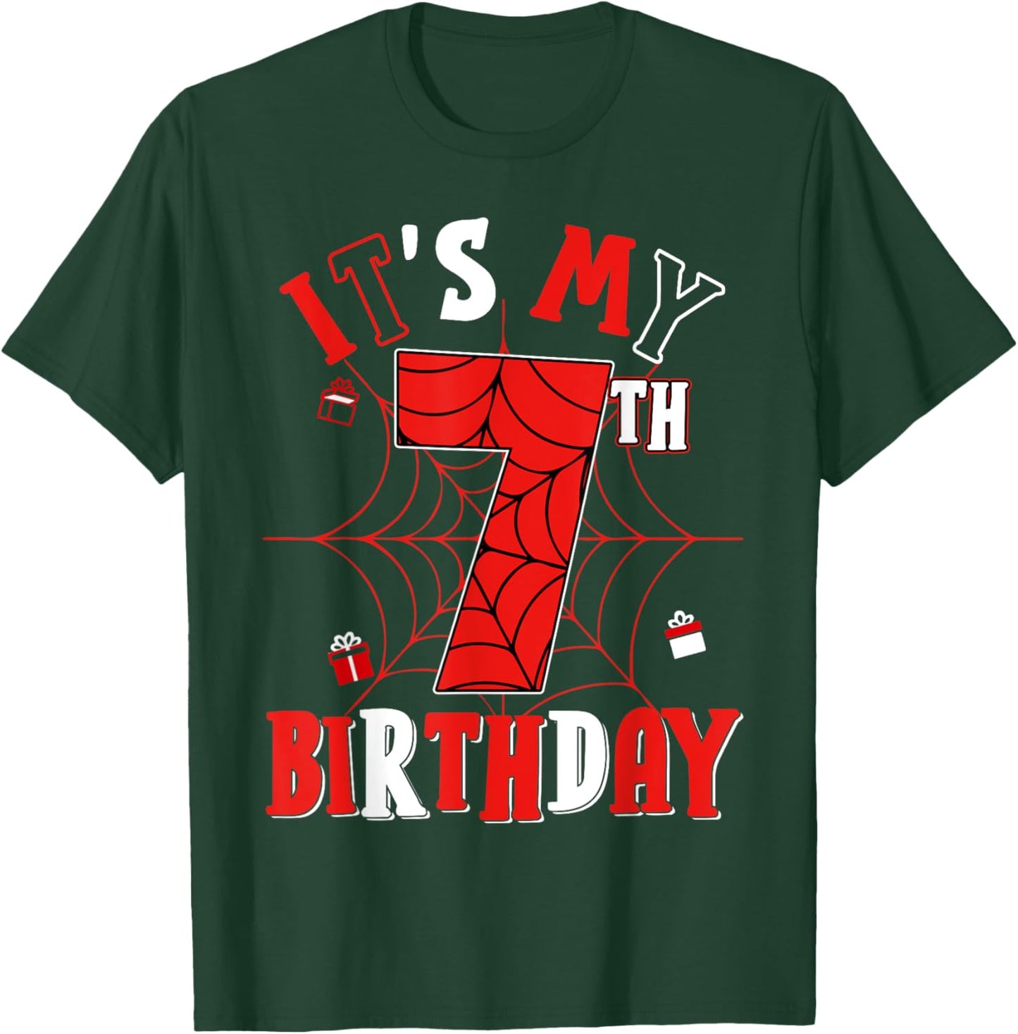 Birthday Party Spider Web Costume It's My 7th Birthday T-Shirt - T-Shirt | Forest